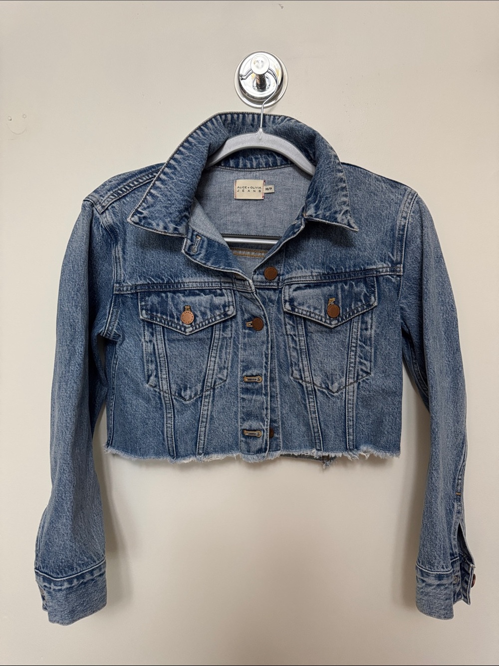 Alice + Olivia Cropped Denim Jacket